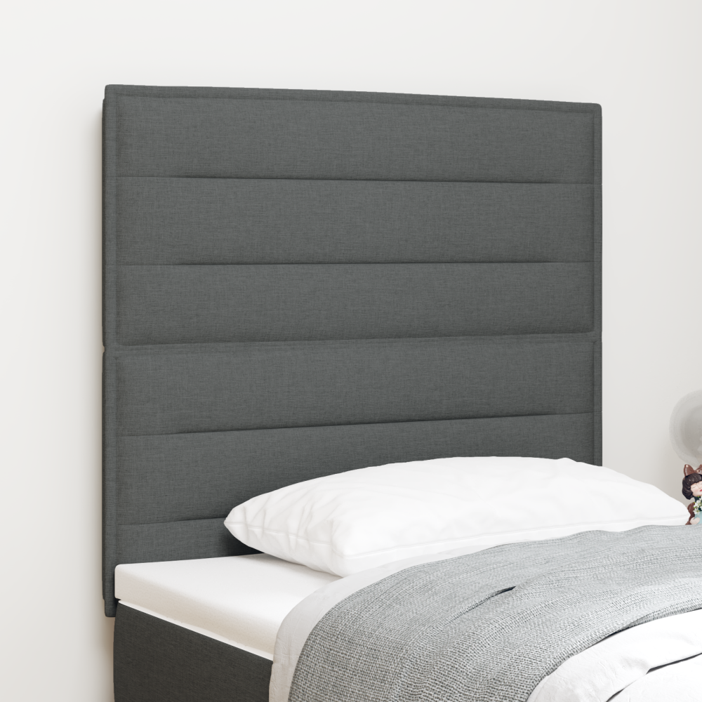vidaXL LED Huvudgavel Linjer Design Mörkgrå 100 cm Tyg