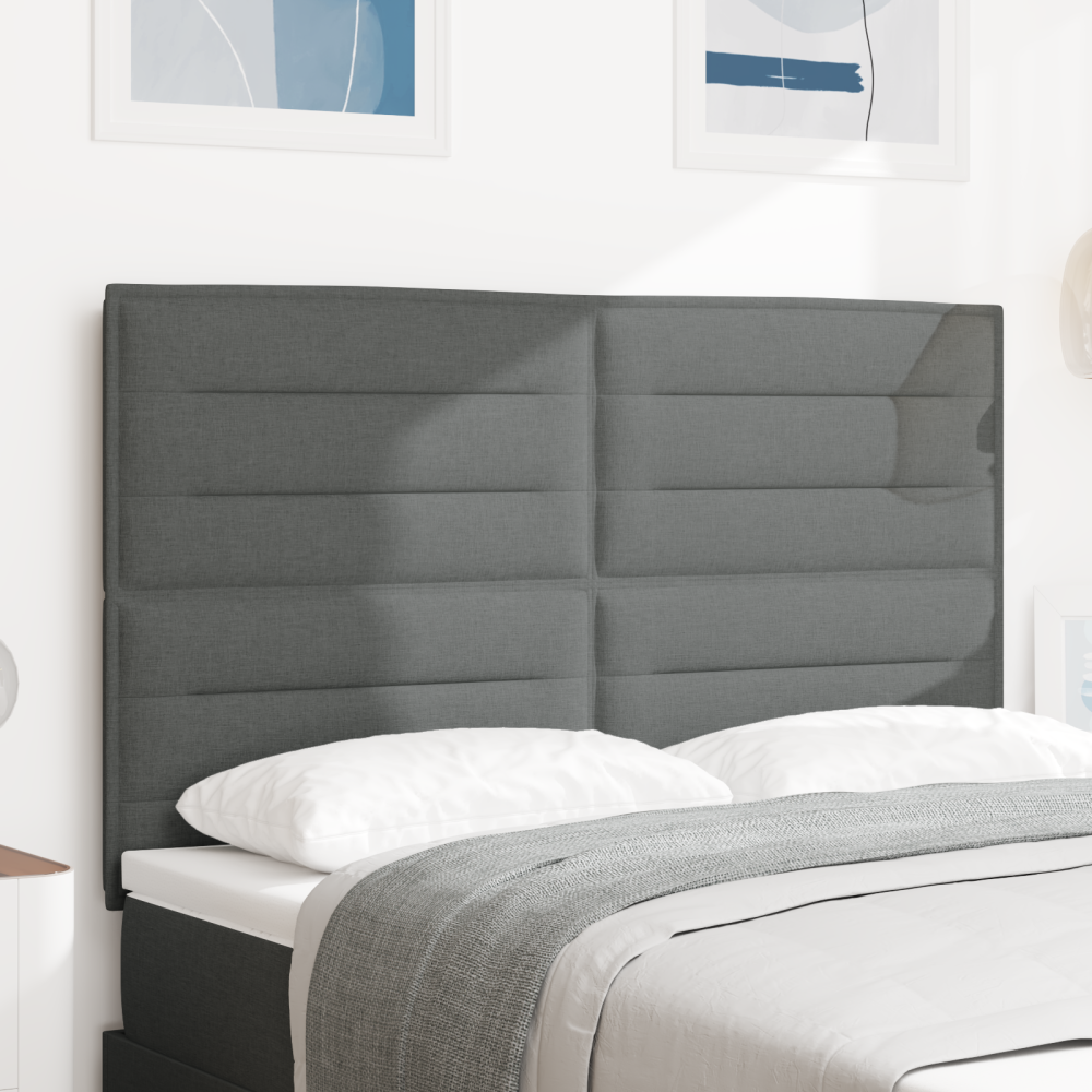 vidaXL LED Huvudgavel Linjer Design Mörkgrå 72 cm Tyg