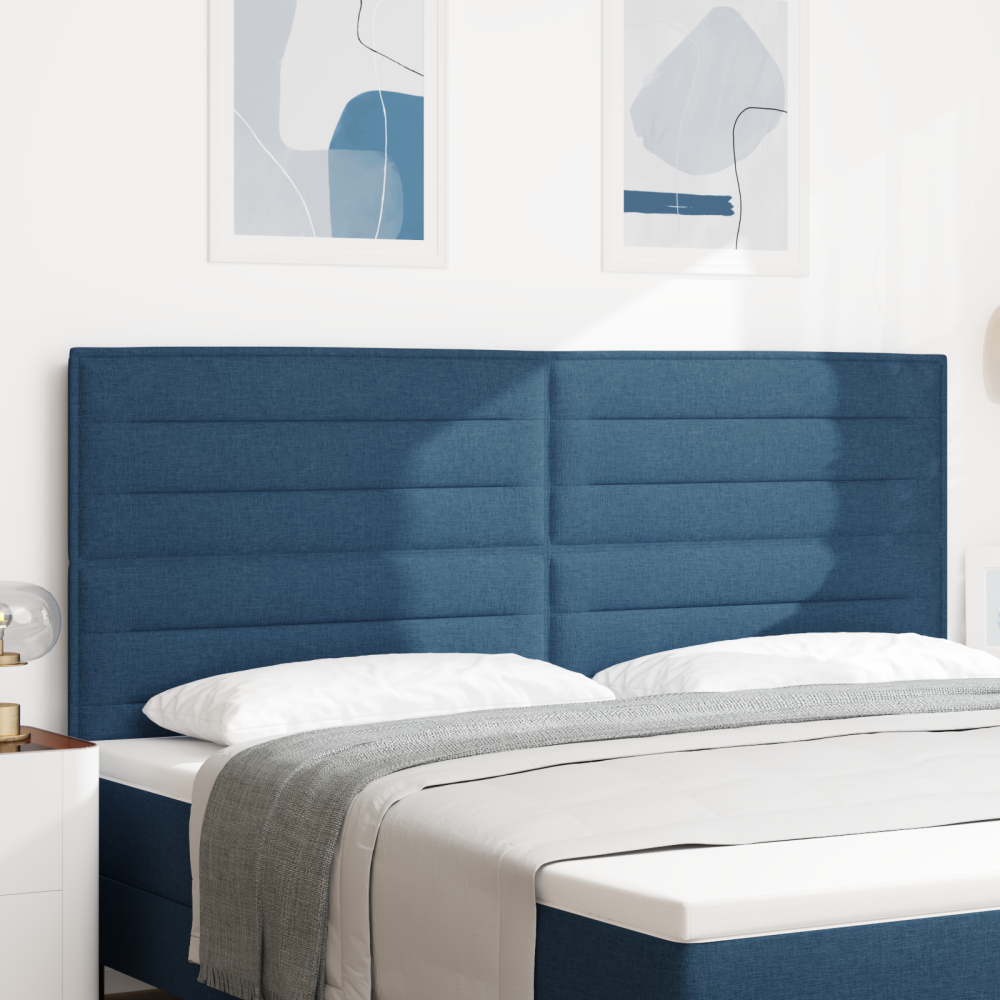 vidaXL LED Sänggavel Linjer Design Blå 100 cm Tyg