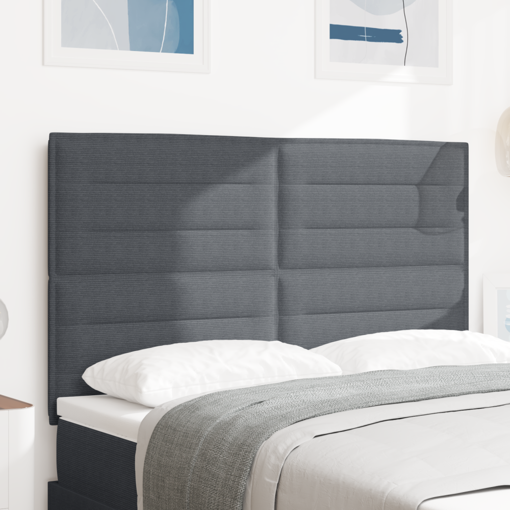 vidaXL Sänggavel med LED-belysning mörkgrå 72 cm manchestertyg