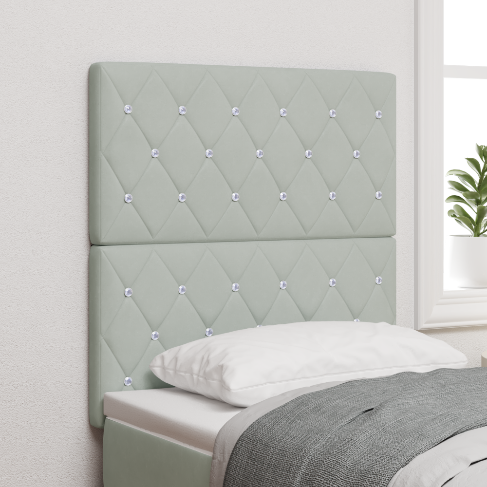 vidaXL LED Sänggavel med LED -remsljus Argyle Ljusgrå 80 cm Sammet