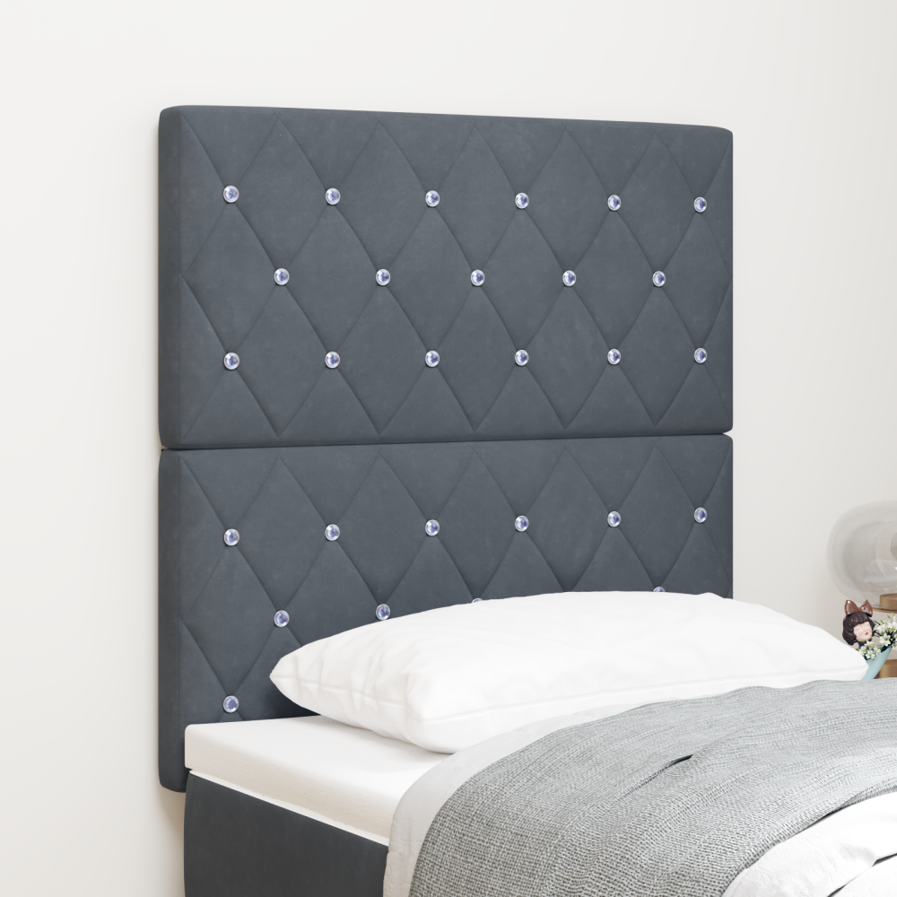 vidaXL LED Huvudgavel Mörkgrå 80 cm Sammet