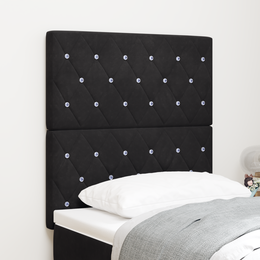 vidaXL LED Sänggavel Svart 80 cm Sammet