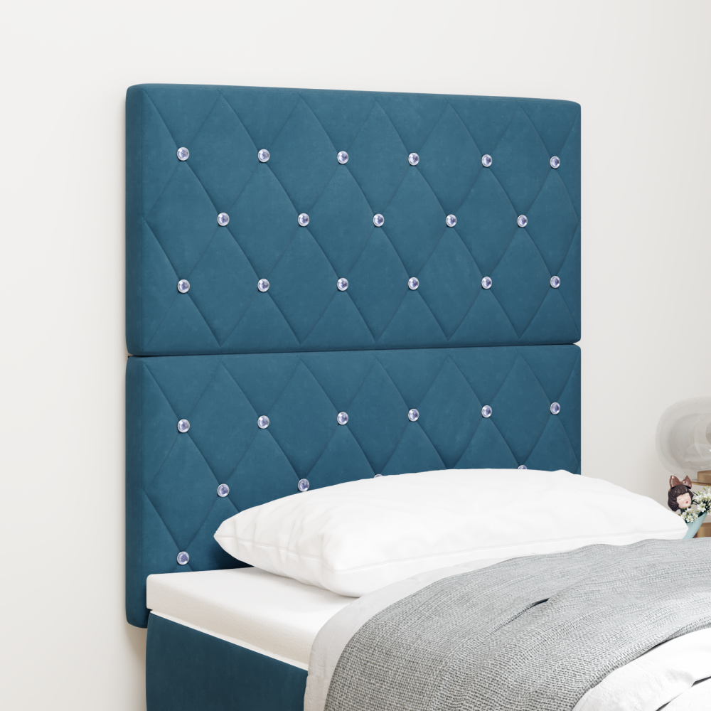 vidaXL LED Sänggavel Mörkblå 80 cm Sammet