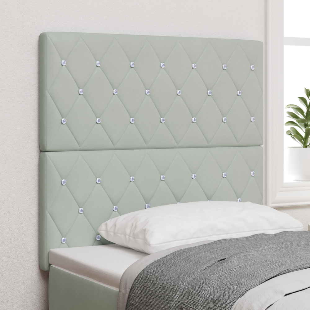 vidaXL LED Sänggavel med LED -remsljus Argyle Ljusgrå 90 cm Sammet