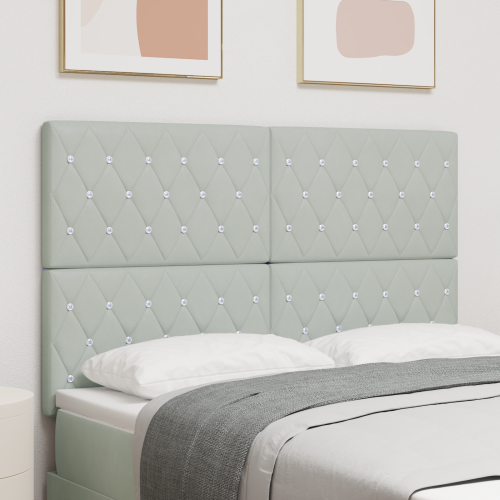 vidaXL LED Sänggavel med LED -remsljus Argyle Ljusgrå 144 cm Sammet