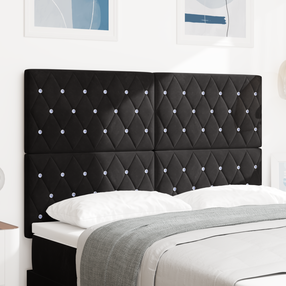 vidaXL LED Sänggavel Svart 72 cm Sammet