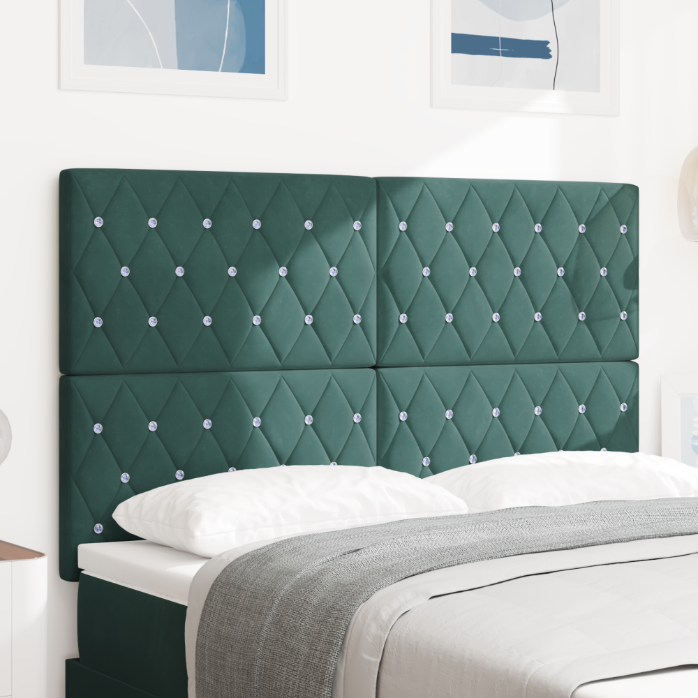 vidaXL LED huvuddyna med LED-ljusslingor Mörkgrön 160 cm Sammet