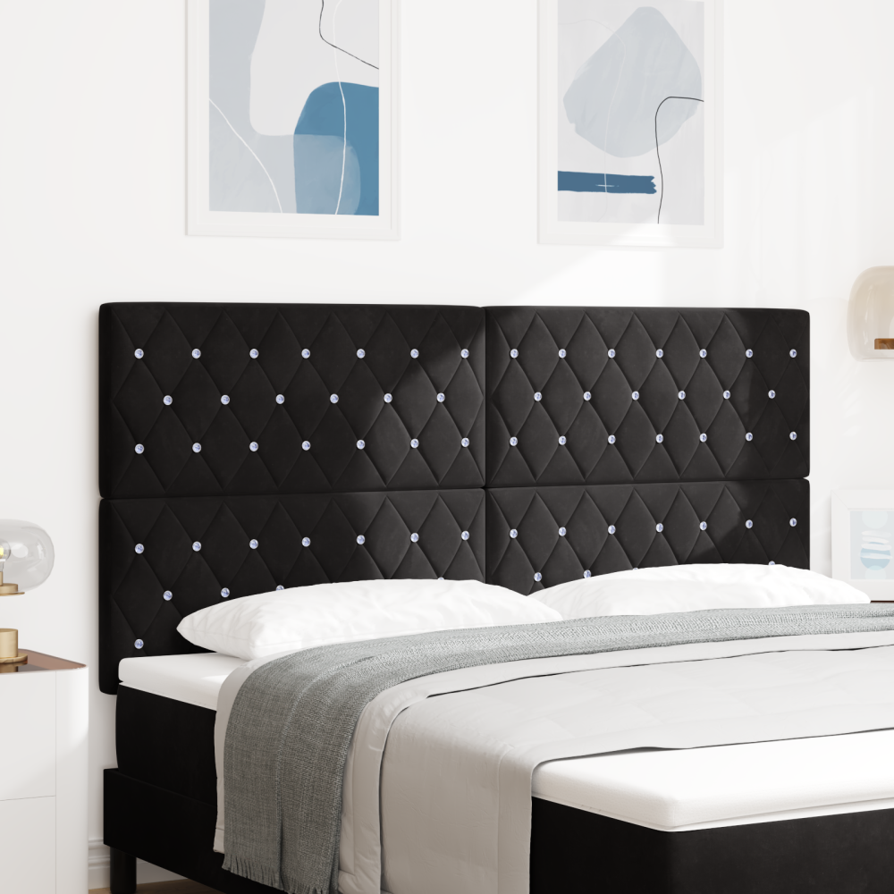 vidaXL LED Sänggavel Svart 90 cm Sammet