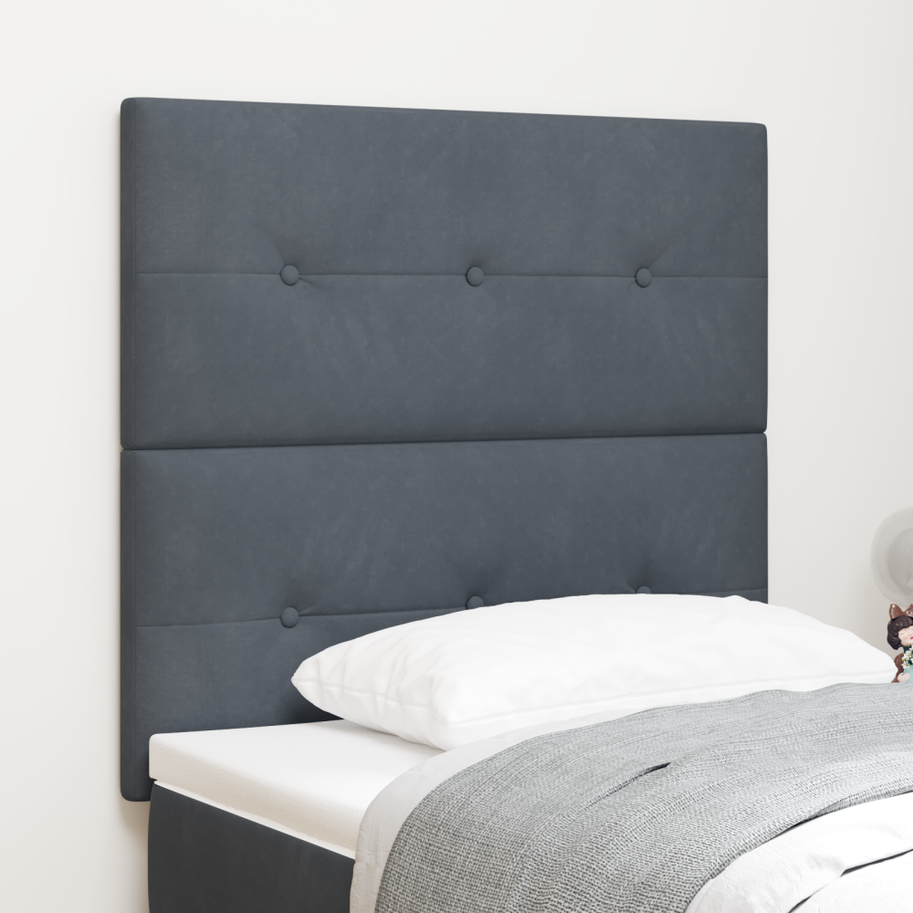 vidaXL Huvudgavel med LED -remsljus med huvudgavel Grå 90 cm Sammet