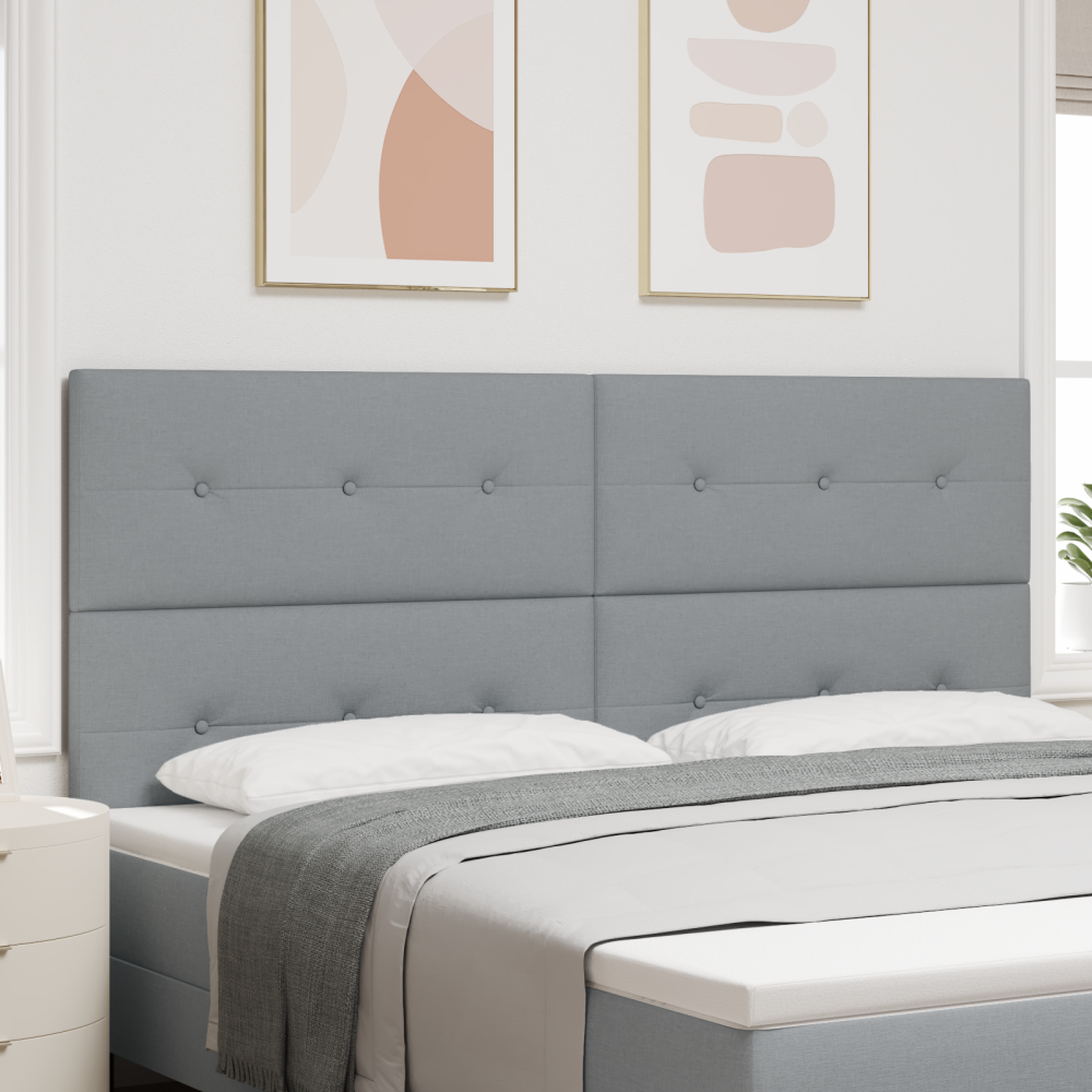 vidaXL LED-sänggavel med LED -remsljus Ljusgrå 200 cm tyg