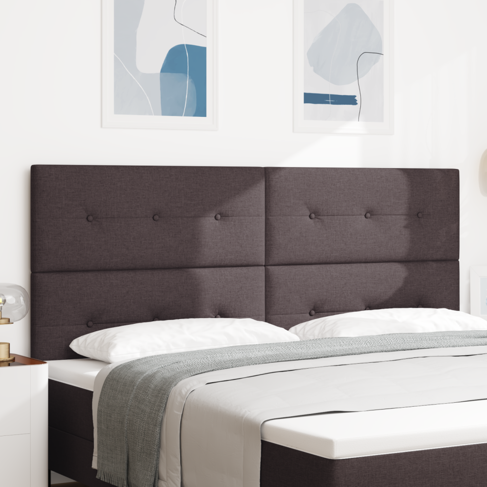 vidaXL LED-sänggavel med LED -remsljus Mörkbrun 200 cm tyg
