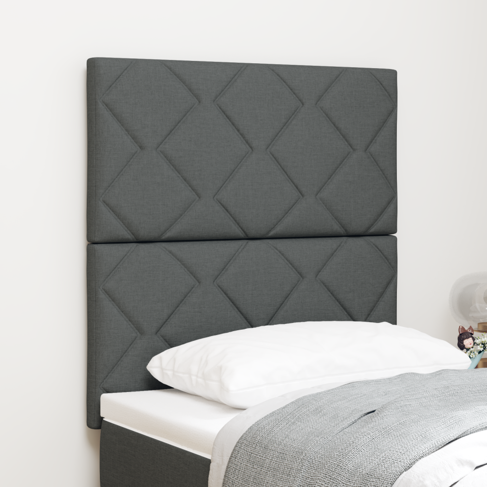 vidaXL LED Sänggavel Diamond Blocks Design Dunkelgrå 80 cm Tyg