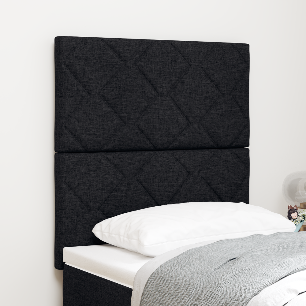 vidaXL LED Sänggavel Diamantblock Design Svart 80 cm Tyg