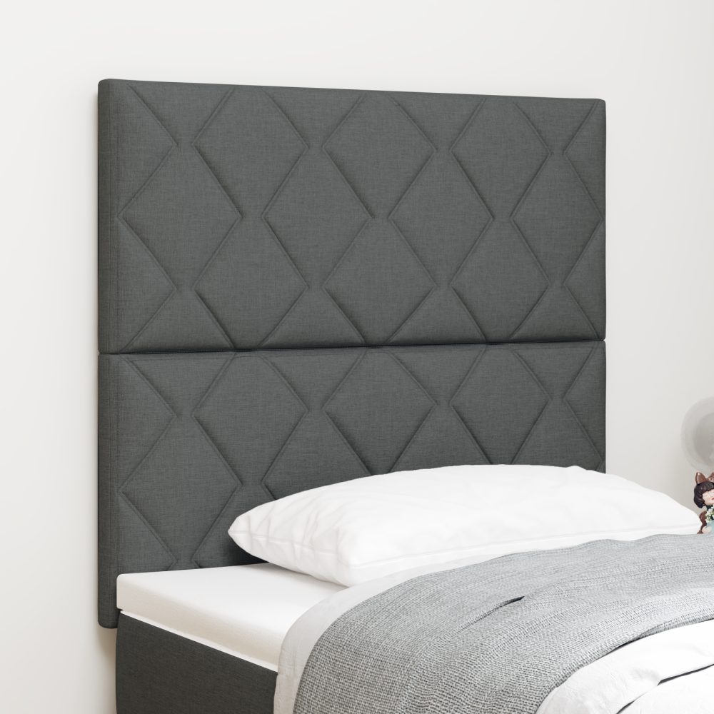 vidaXL LED sänggavel diamantblock design mörkgrå 90 cm tyg