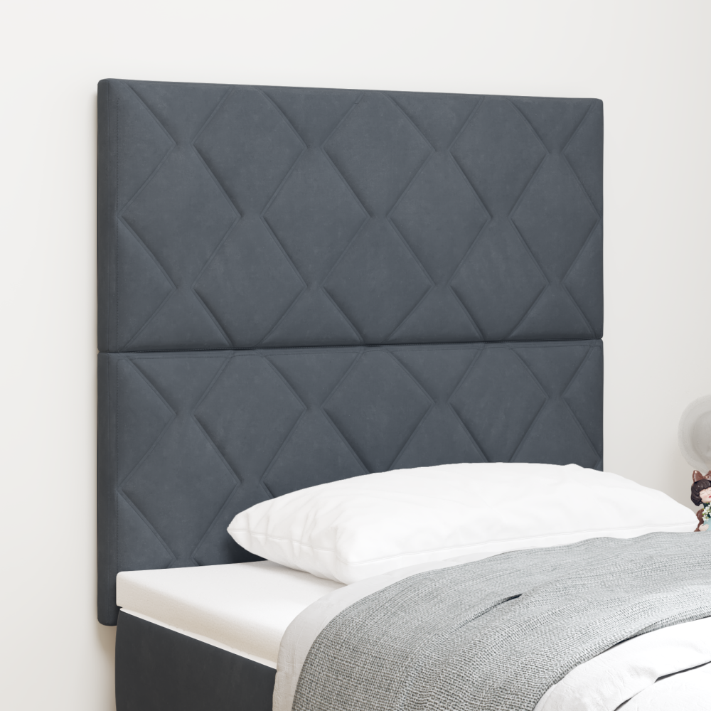 vidaXL LED Sänggavel med LED -remsljus Mörkgrå 90 cm Sammet