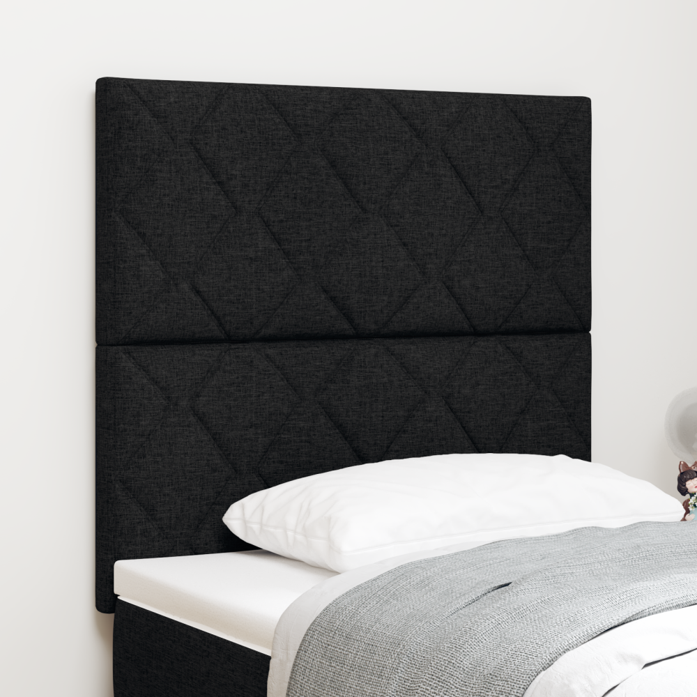 vidaXL LED sänggavel Set om 2 Svart Tyg 100 cm USB-C LED sänggavel