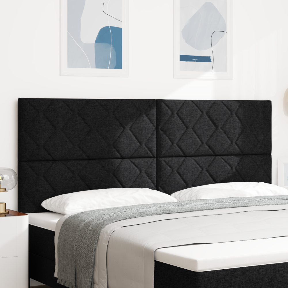 vidaXL LED Huvudgavel Diamantblock design Svart 200 cm Tyg