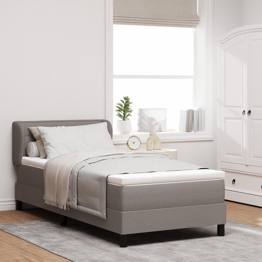 vidaXL Bäddfjäder med madrass med huvudgavel Taupe 80 x 200 cm tyg