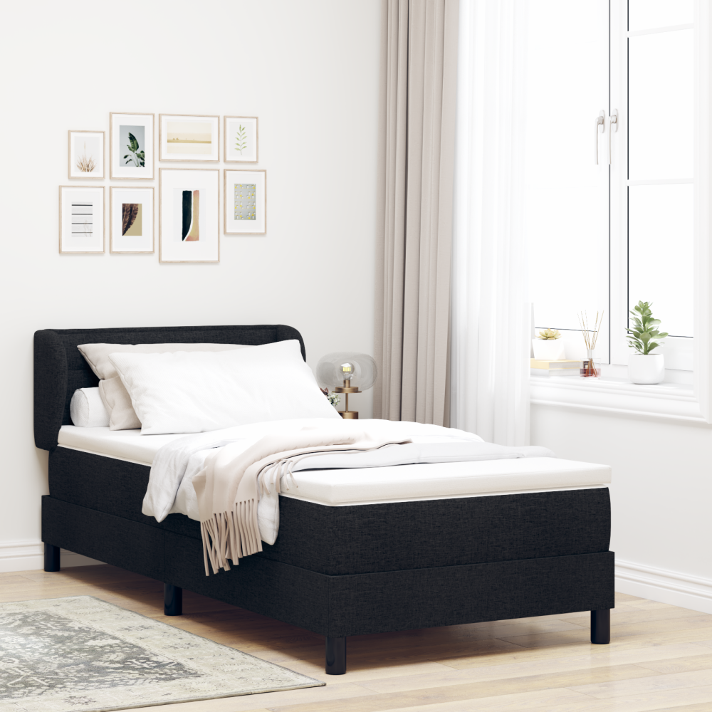 vidaXL Boxspöngsäng med madrass svart 90x190 cm tyg