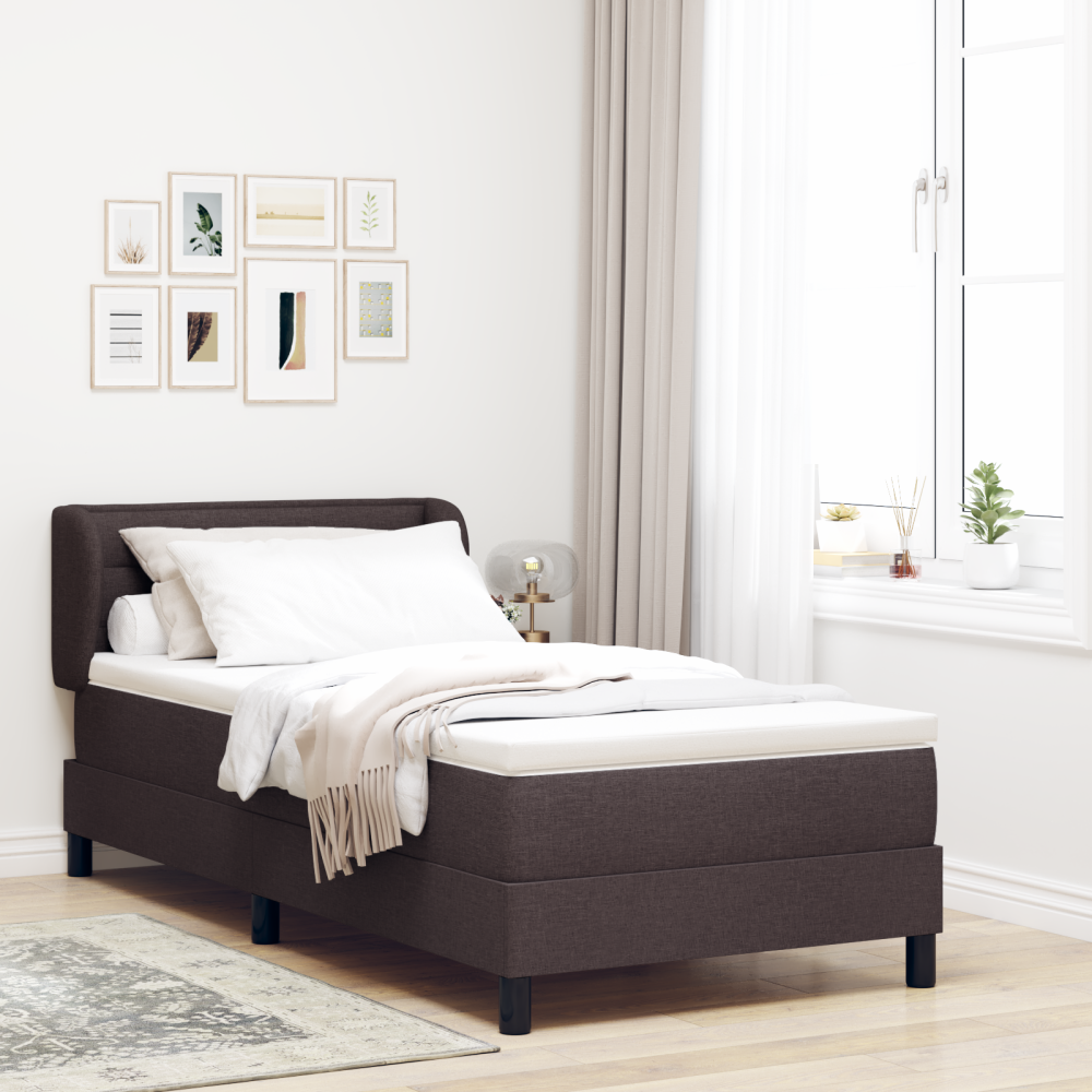 vidaXL Resårsäng med madrass 100x200 cm mörkbrun tyg