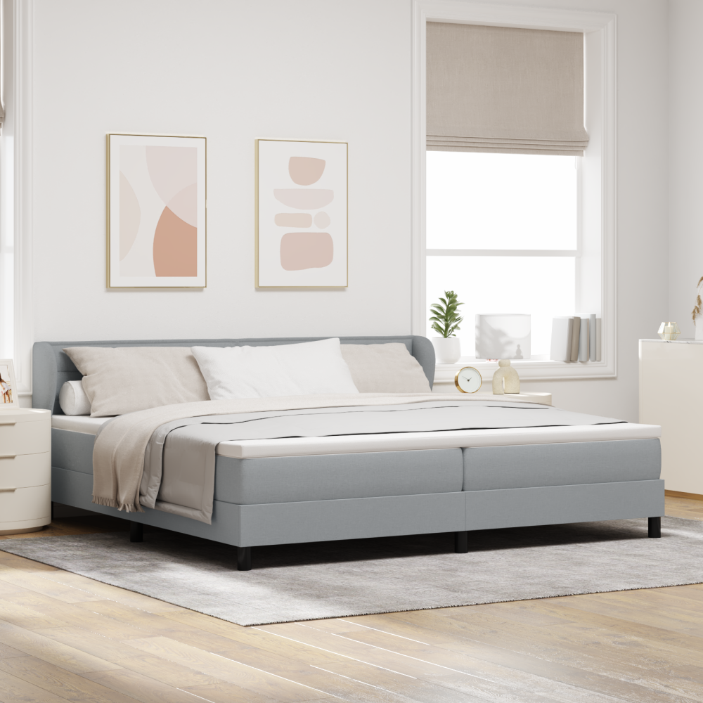 vidaXL Resårsäng med madrass 200x200 cm ljusgrå tyg