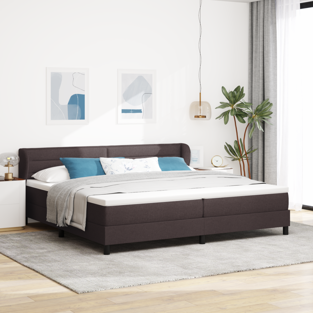 vidaXL Resårsäng med madrass 200x200 cm mörkbrun tyg