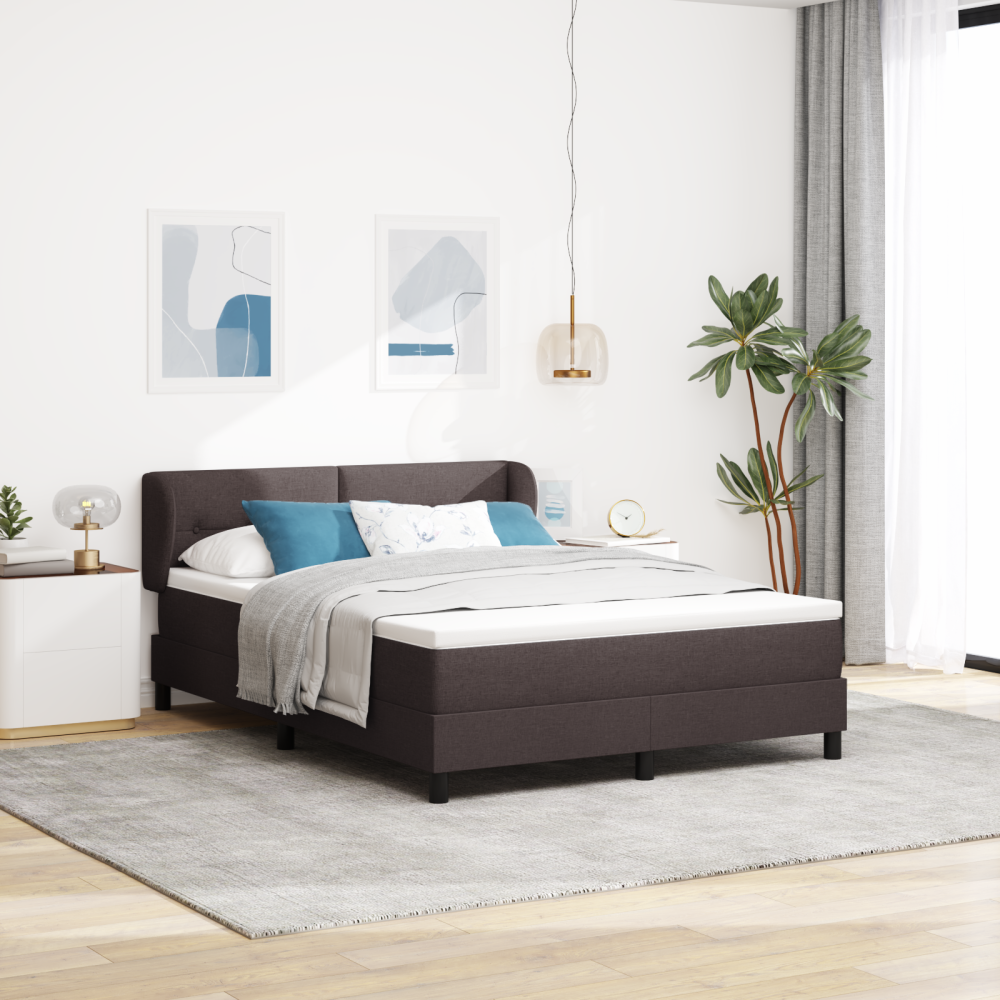 vidaXL Resårsäng med madrass 140x190 cm mörkbrun tyg