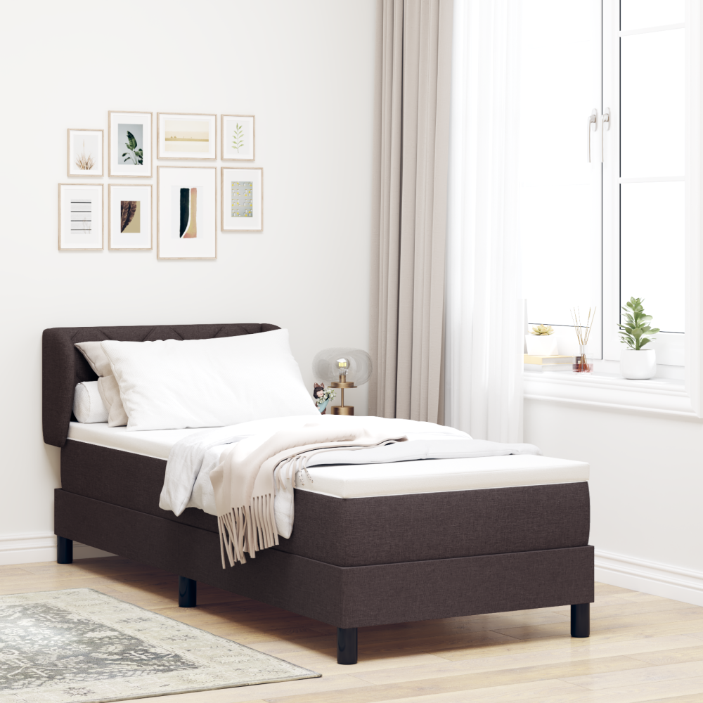 vidaXL Bäddfjäder med huvudgavel Mörkbrun 80 x 200 cm tyg