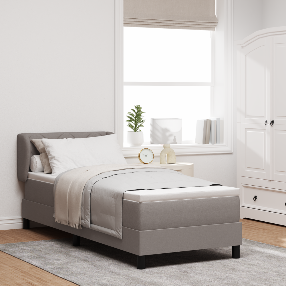 vidaXL Boxspring Säng med Madrass Taupe 80x200 cm Tyg