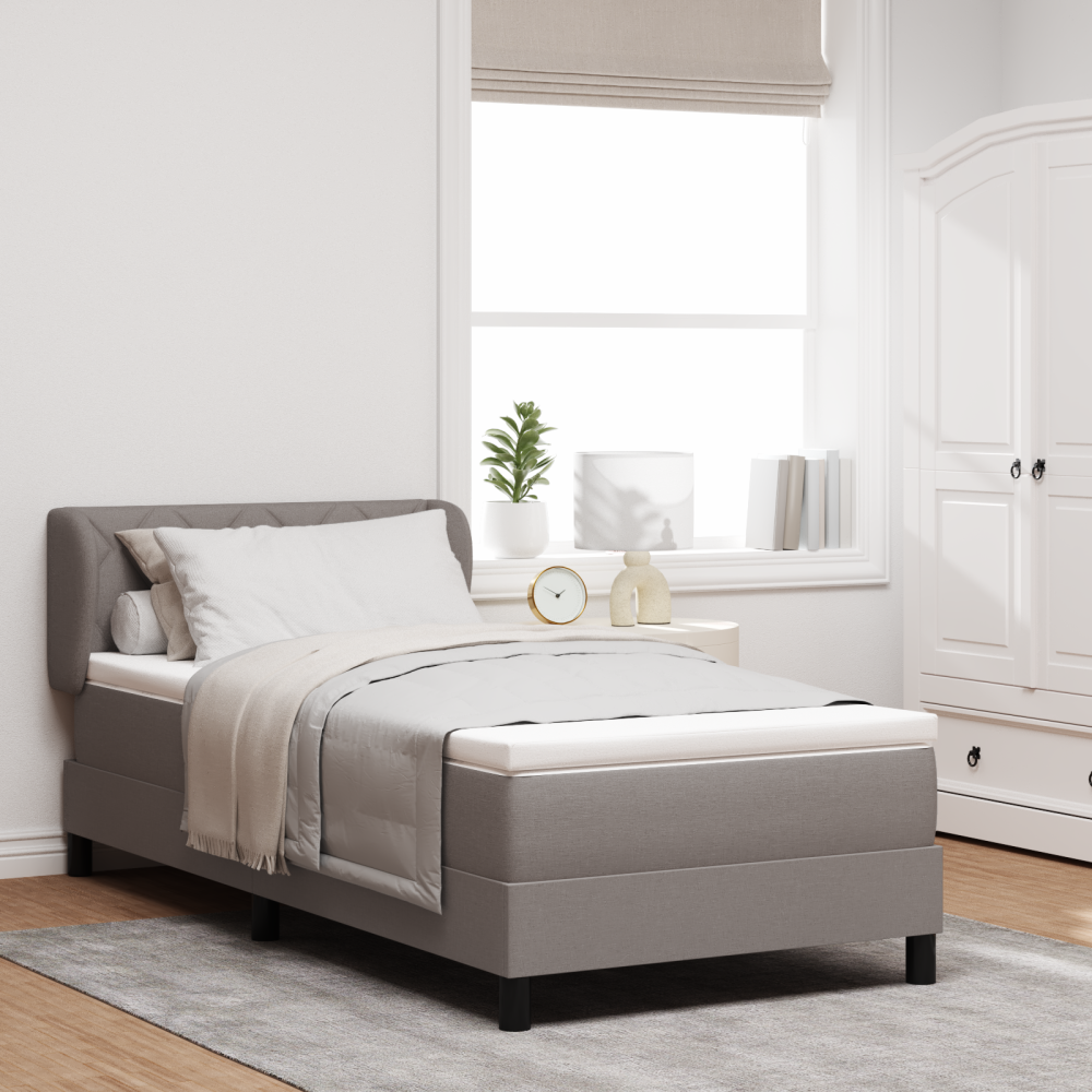 vidaXL Bäddfjäder med huvudgavel Taupe 100 x 200 cm tyg