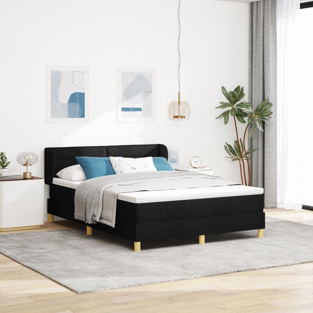 vidaXL Resårsäng med madrass 160x200 cm svart tyg
