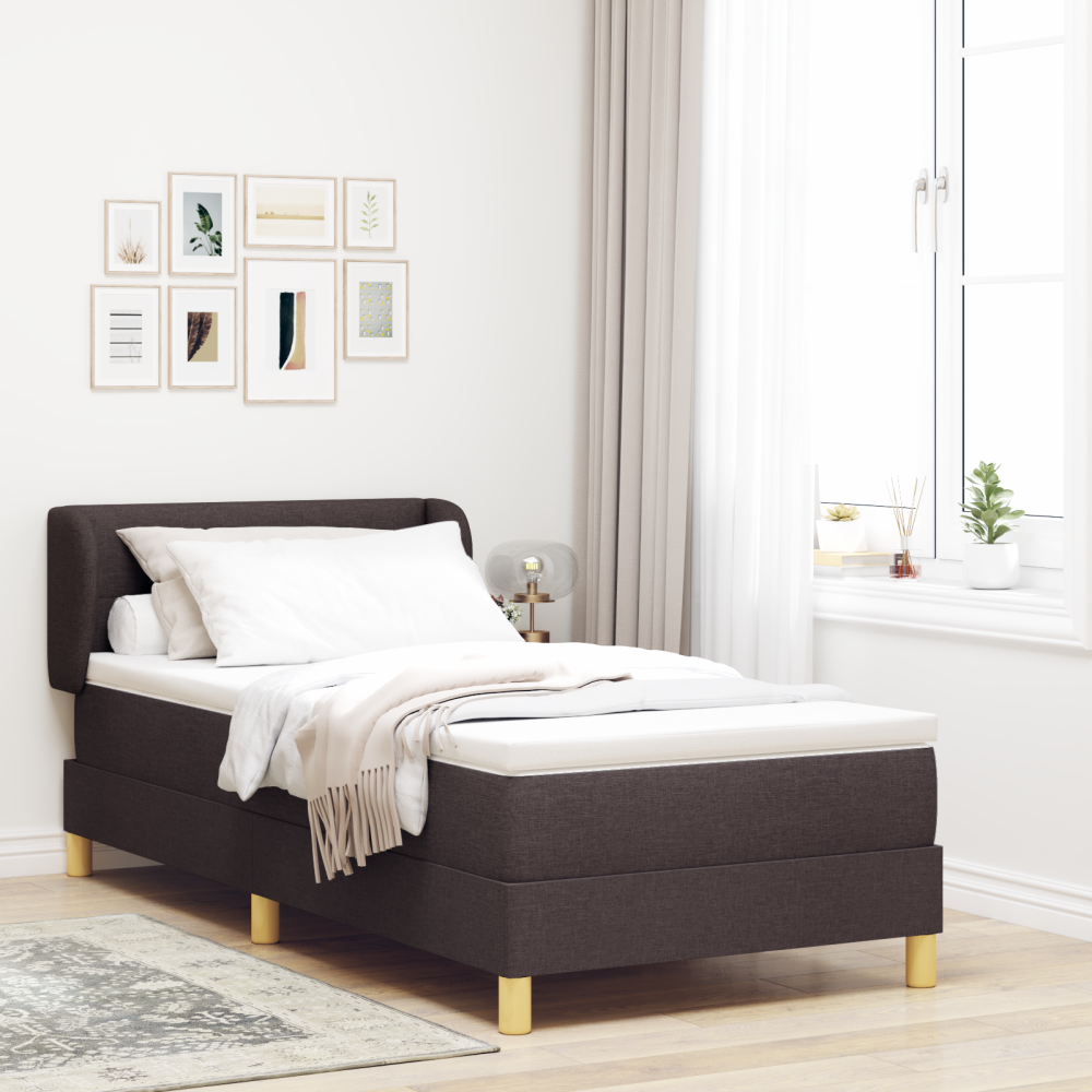vidaXL Bäddfjäder med huvudgavel Mörkbrun 100 x 200 cm tyg