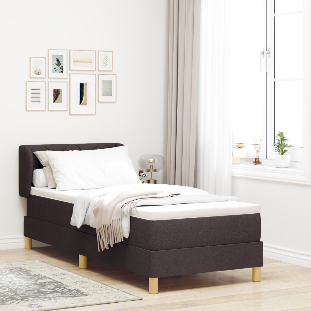 vidaXL Bäddfjäder med huvudgavel Mörkbrun 80 x 200 cm tyg