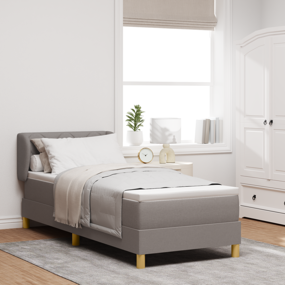 vidaXL Bäddfjäder med huvudgavel Taupe 80 x 200 cm tyg