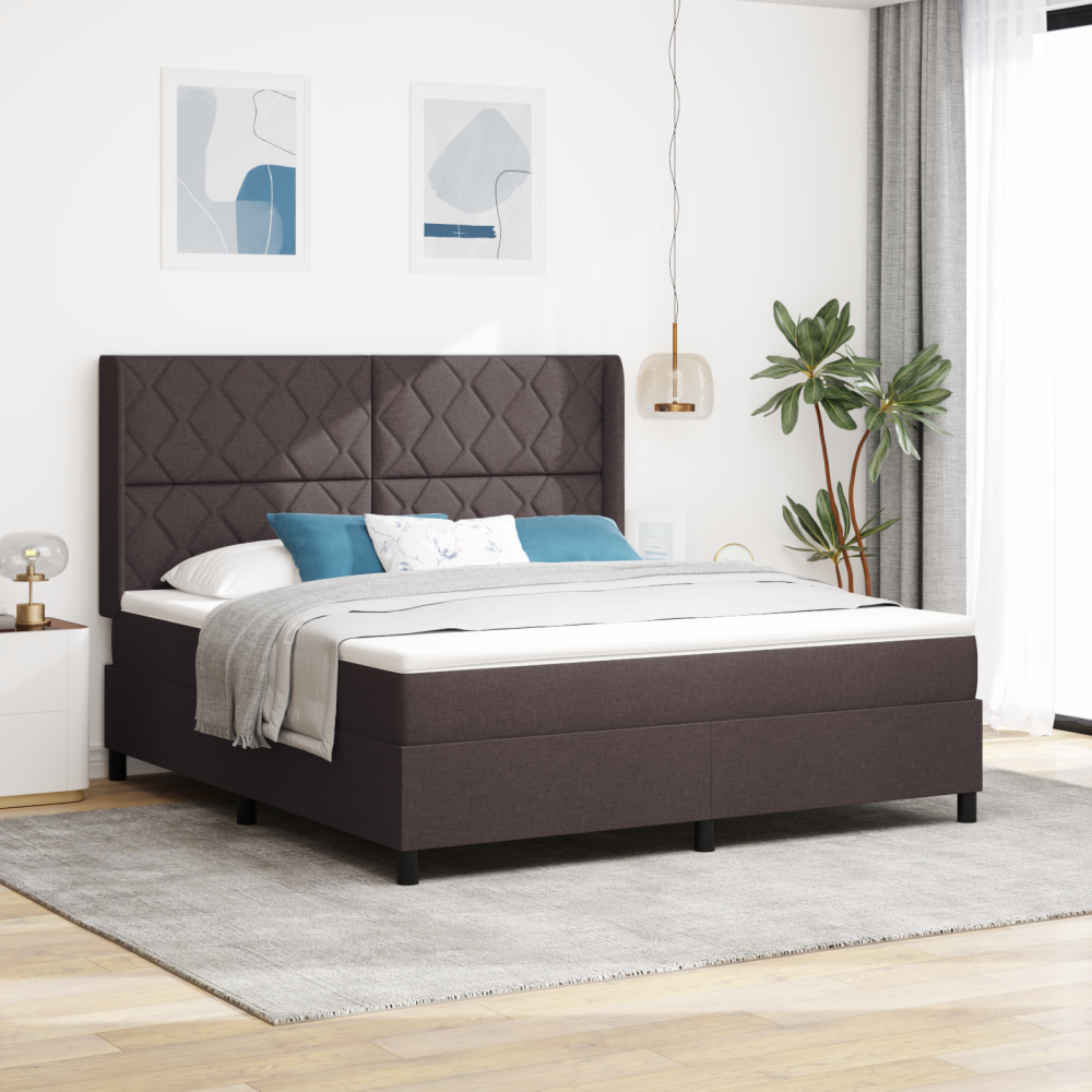vidaXL Resårsäng med madrass 180x200 cm mörkbrun tyg
