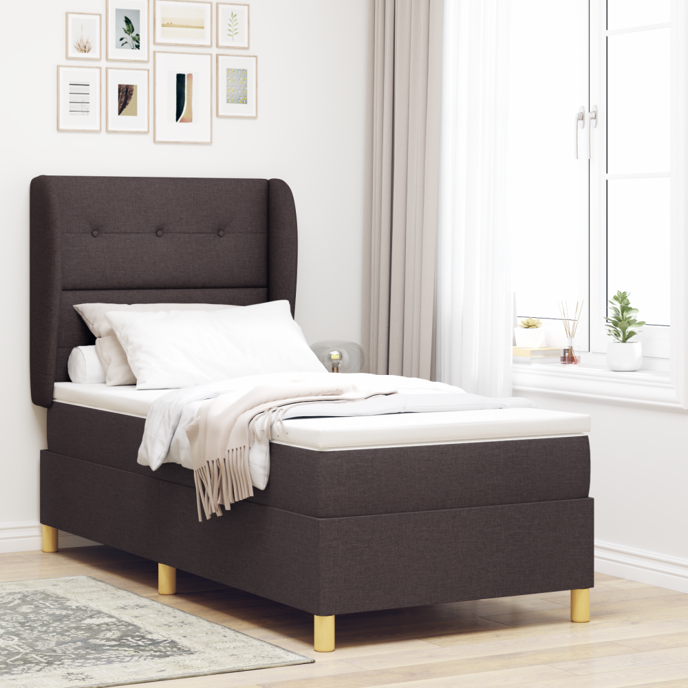 vidaXL Resårsäng med madrass 80x200 cm mörkbrun tyg