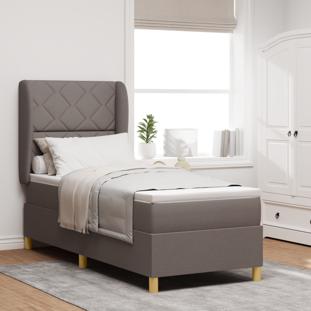 vidaXL Bäddfjäder med huvudgavel Taupe 200 x 80 cm tyg