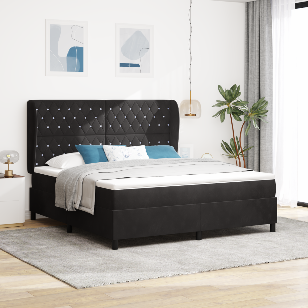 vidaXL Resårsäng med madrass 180x200 cm svart sammet