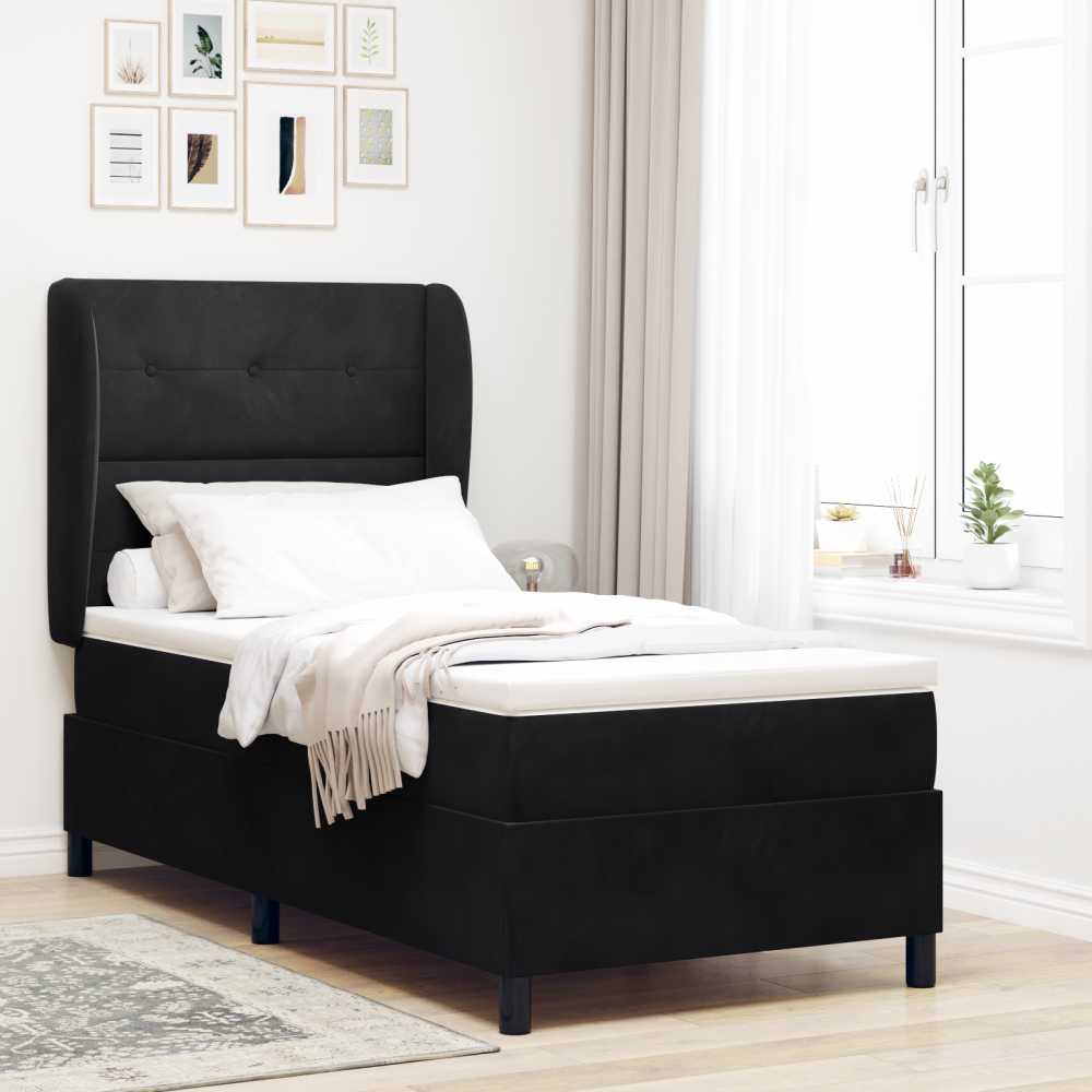 vidaXL Resårsäng med madrass 100x200 cm svart sammet