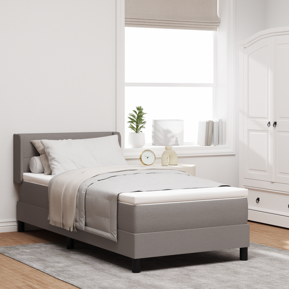 vidaXL Boxspring Säng med Madrass i Taupe, 100 x 200 cm, Tyg.