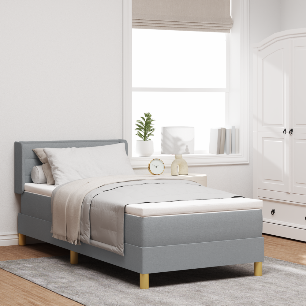 vidaXL Boxspring säng med madrass ljusgrå 80x200 cm tyg