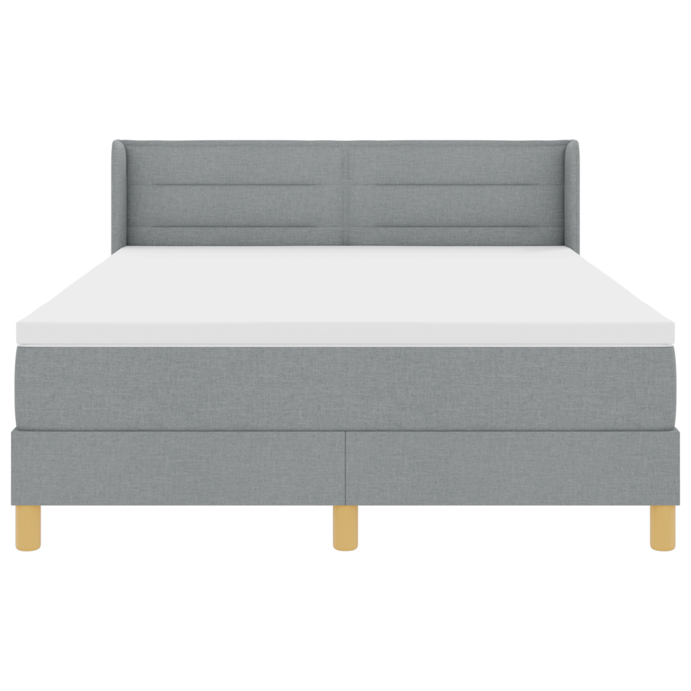 vidaXL Boxspring-säng med madrass i ljusgrå, 160 x 200 cm i tyg.