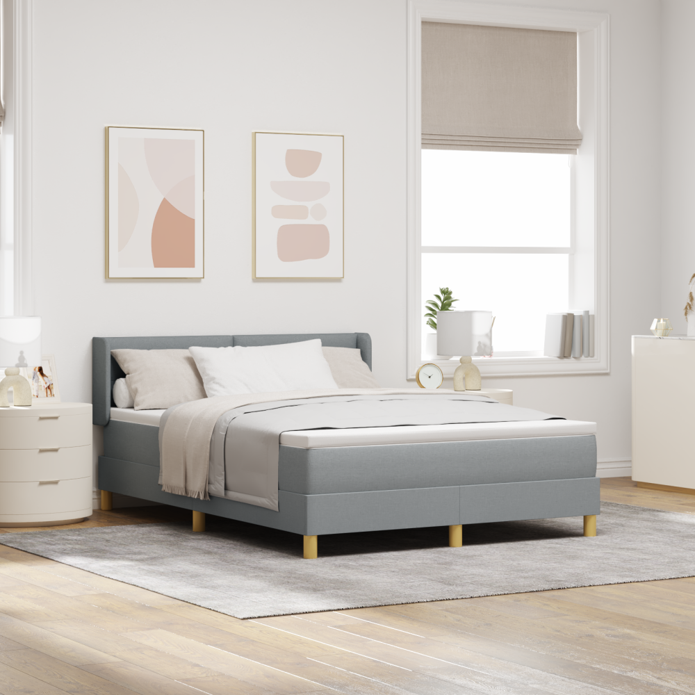 vidaXL Ljusgrå Boxspring säng med madrass 140x190 cm tyg
