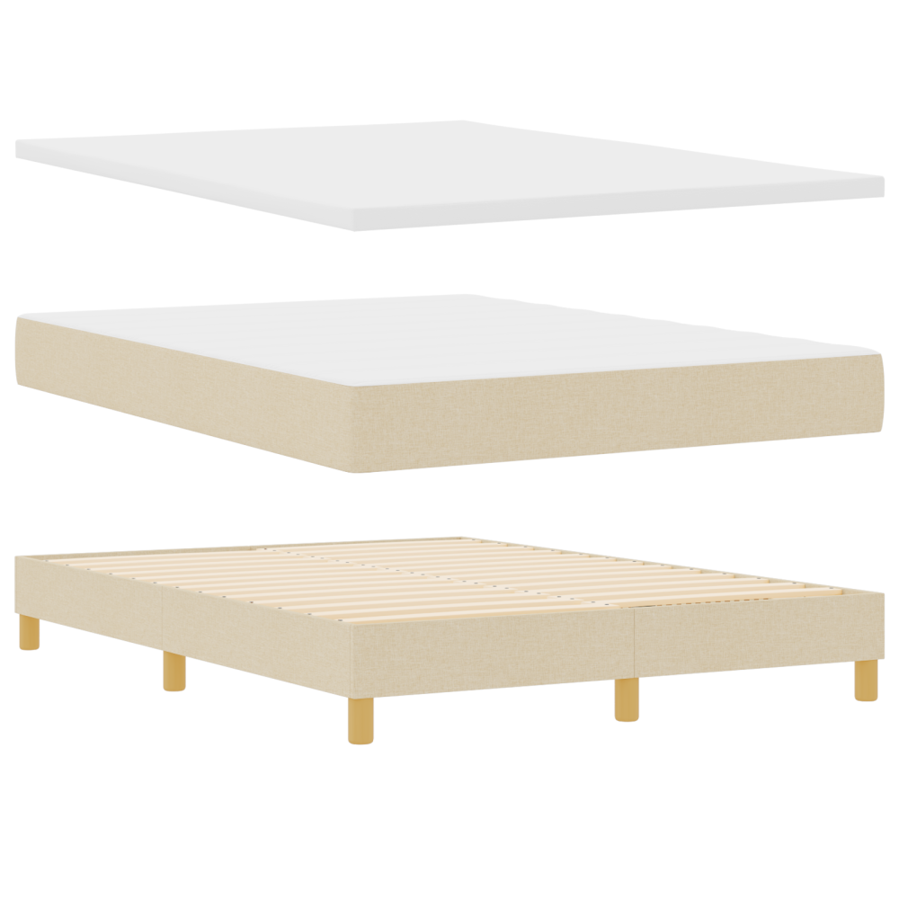 vidaXL boxfjäder-säng med madrass i grädde, 140 x 200 cm – Tyg