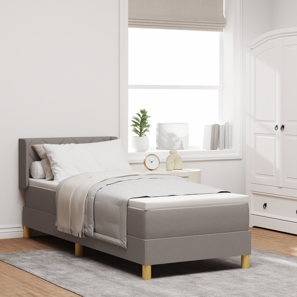 vidaXL Bäddfjäder med kudde med huvudgavel Taupe 200 x 80 cm tyg