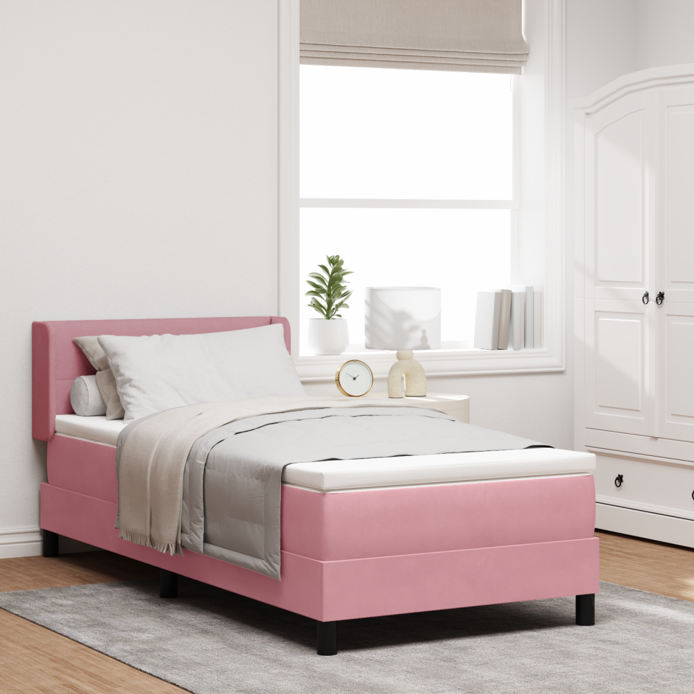 vidaXL Resårsäng med madrass 80x200 cm rosa sammet