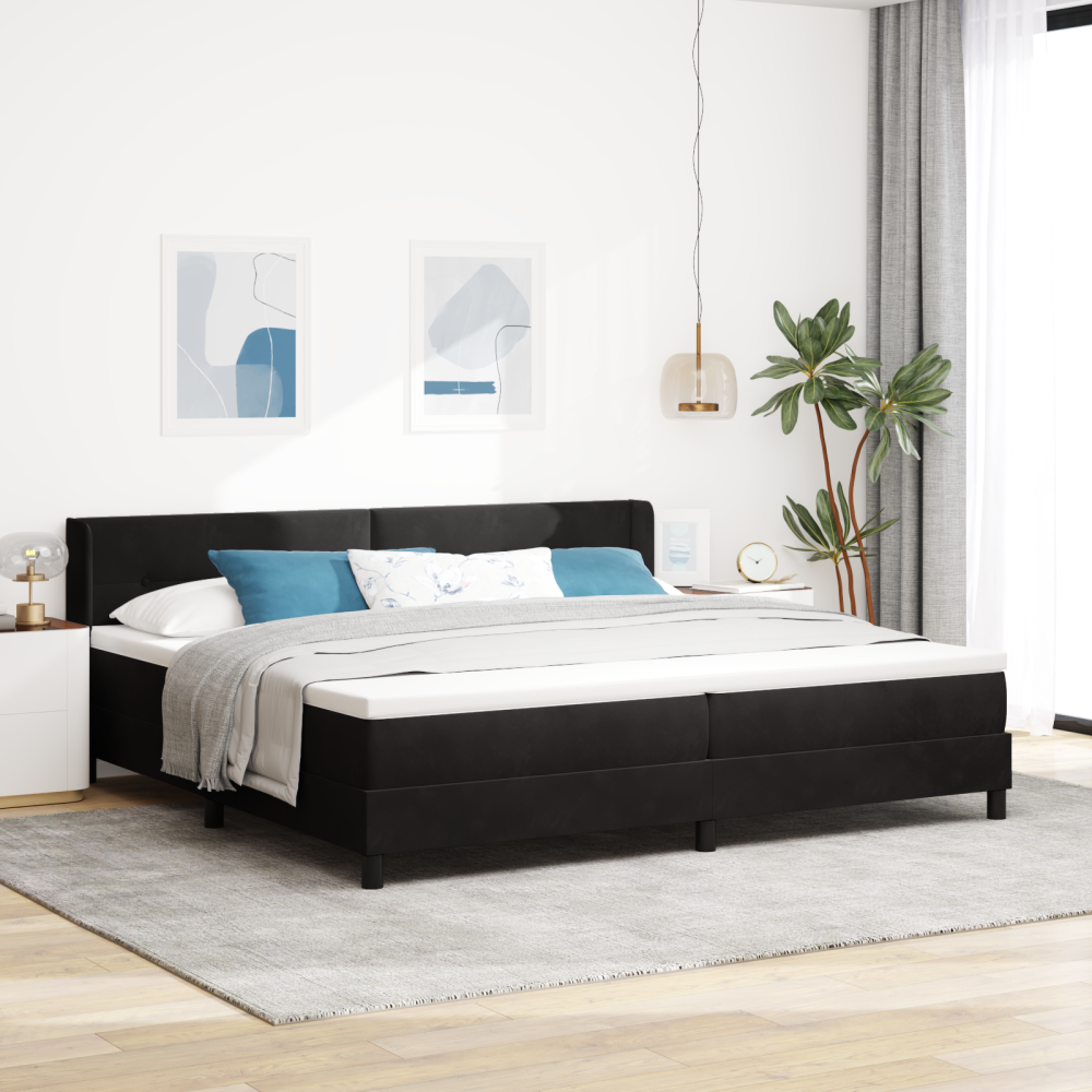 vidaXL Resårsäng med madrass 200x200 cm svart sammet