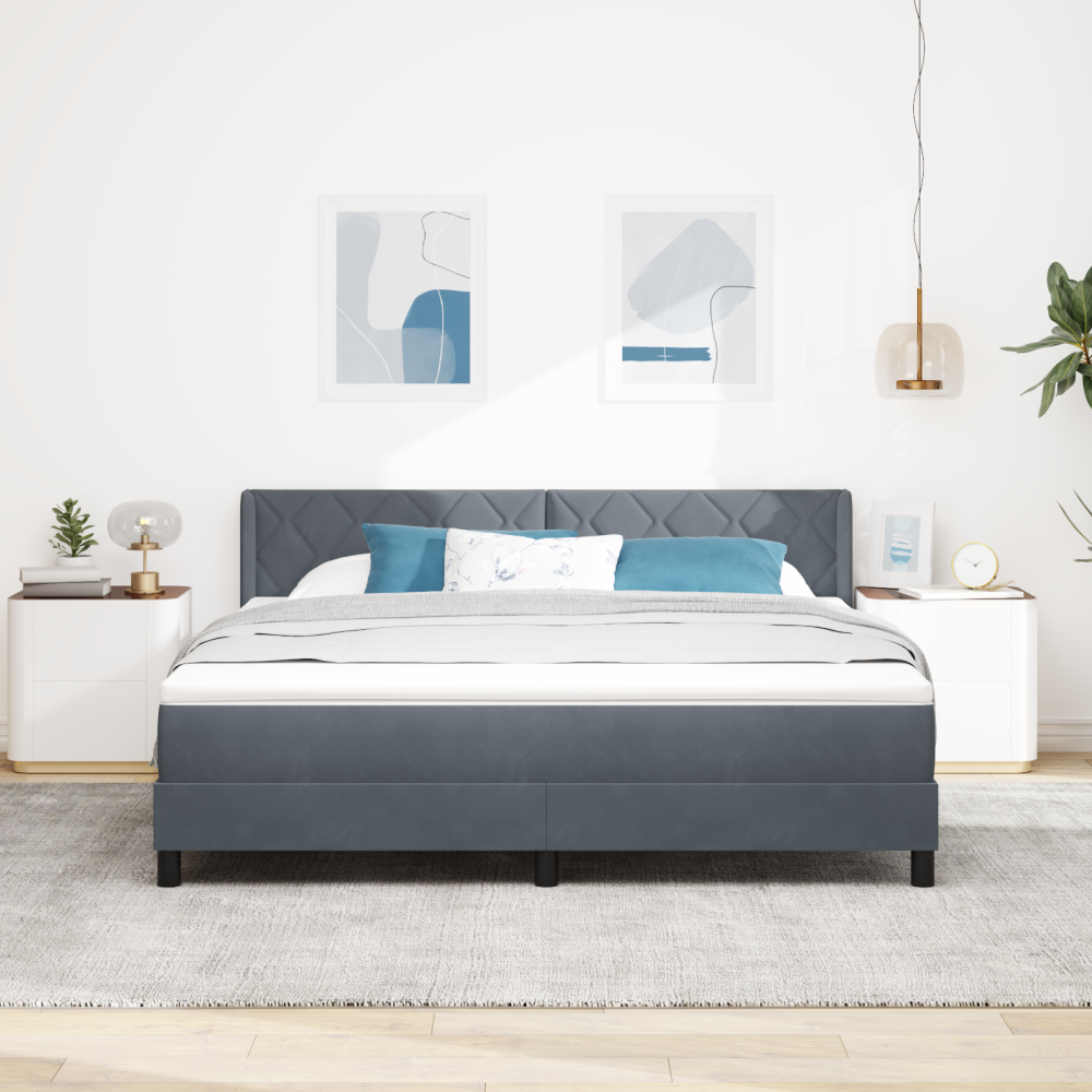 vidaXL Resårsäng med madrass 180x200 cm mörkgrå sammet