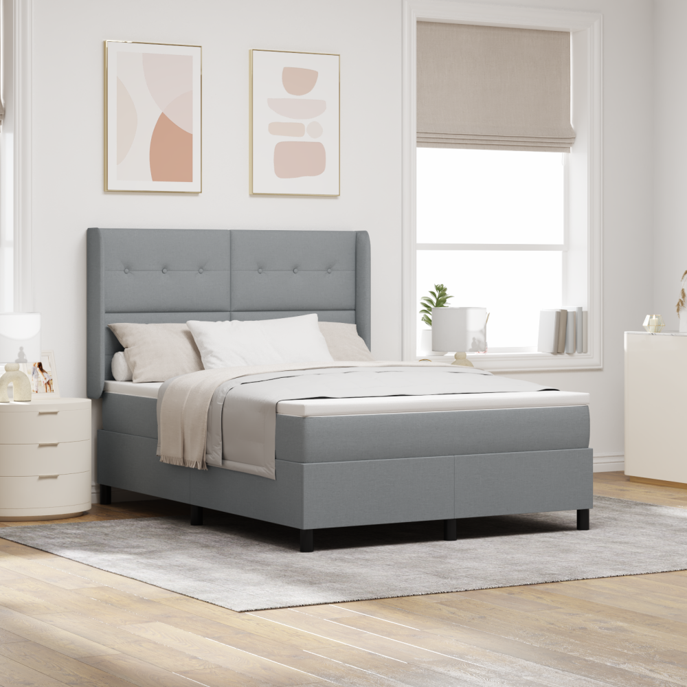 vidaXL Resårsäng med madrass 140x190 cm ljusgrå tyg
